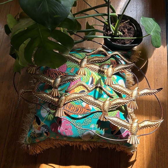 Elegant Metal Wall Sculpture 30" Long – Birds in Flight with Gold & Earthy Tones - Picture 12 of 13